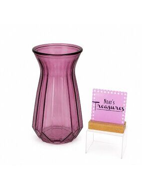 Vintage DPS ARIEL XL Rose Pink Color Glass Translucent 10.25" Tall Hexagon Vase